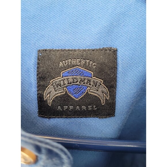 Wildman Apparel Men XL Blue Canvas Shirt VTG Long Sleeve Button Down Heavyweight - Picture 8 of 14